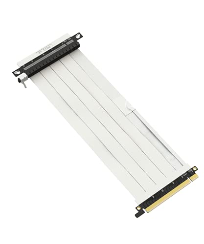 LINKUP - Ultra PCIe 4.0 X16 Riser-Kabel [RTX4090 RX6950XT x570 B550 Z690 Getestet] Geschirmte Vertikale Gaming-PCI-Express-Gen4-Montage | Umgekehrter GPU-Sockel (23cm) Entwickelt für ITX | Weiß von LINKUP