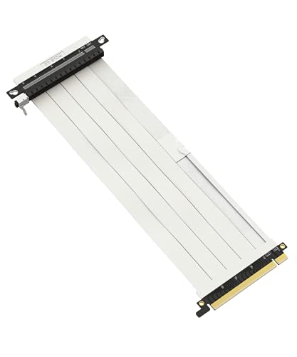 LINKUP - Ultra PCIe 4.0 X16 Riser-Kabel [RTX4090 RX6950XT x570 B550 Z690 Getestet] Geschirmte Vertikale Gaming-PCI-Express-Gen4-Montage | Umgekehrter GPU-Sockel (27cm) Entwickelt für ITX | Weiß von LINKUP