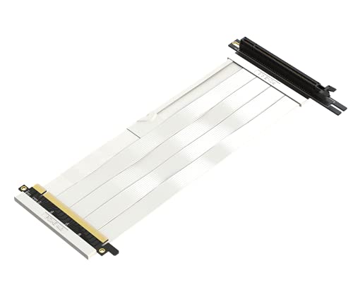 LINKUP - Ultra PCIe 4.0 X16 Riser-Kabel [RTX4090 RX6950XT x570 Z690 Getestet] Abgeschirmter Gaming PCI Express Gen4 Reverse PCIE-Anschluss mit 270°-Sockel{24cm} NZXT H1-kompatibel ohne Schraube | Weiß von LINKUP