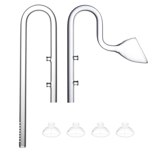 LINLAN 13mm Glas-Lilienrohr, EIN- und Auslauf mit Reinigungsbürste, passt zu 12/16mm (1/2" i.d.) Filterrohr für Aquarium Pflanzenbecken von LINLAN