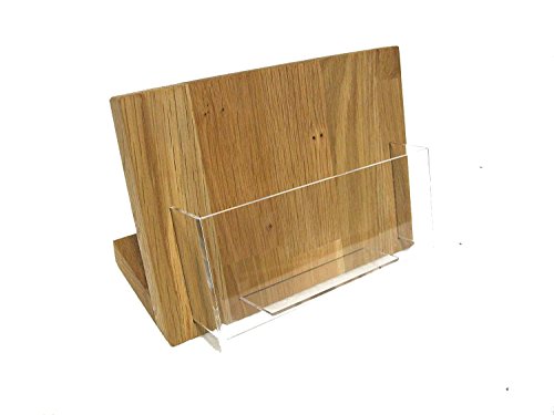 LINLAY Intarsien & Gravuren DIN A6 Querformat Tisch Flyerhalter Postkartenhalter Eiche Holz Acryl von LINLAY Intarsien & Gravuren