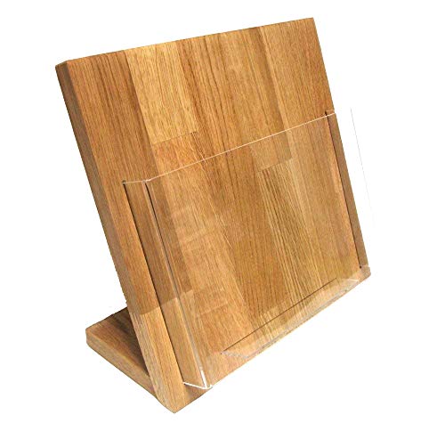 LINLAY Intarsien & Gravuren 15 x 15 cm Flyerhalter Tischmodell Prospekt-Halter massiv Eiche mit Acryleinsatz von LINLAY Intarsien & Gravuren