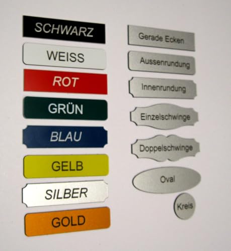 Selbstklebendes Klingelschild mit Wunschgravur personalisert, verschiedene Größen, Farben und Formen auch für Briefkasten, Türen, Mülltonnen, Hobbyraum, Werkstatt und Haushalt von LINLAY Intarsien & Gravuren