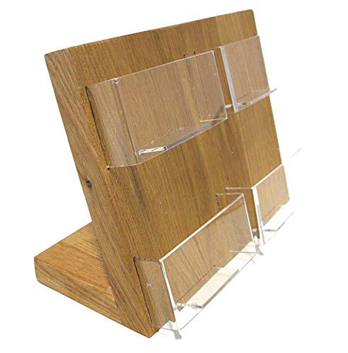 LINLAY Intarsien & Gravuren Visitenkartenhalter 4-Fächer (Querformat) Tischmodell Prospekt-Halter massiv Eiche mit Acryleinsatz von LINLAY Intarsien & Gravuren