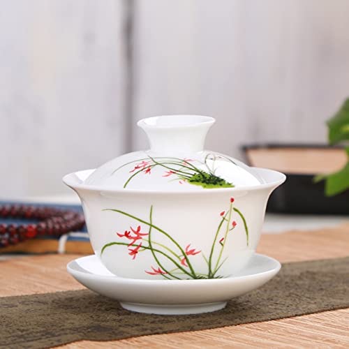 LINLN Weißes Porzellan Gaiwan Keramik Tee-Set Sancai Cover Bowl Blaues und weißes Tee-Set Teeschale 150ml von LINLN