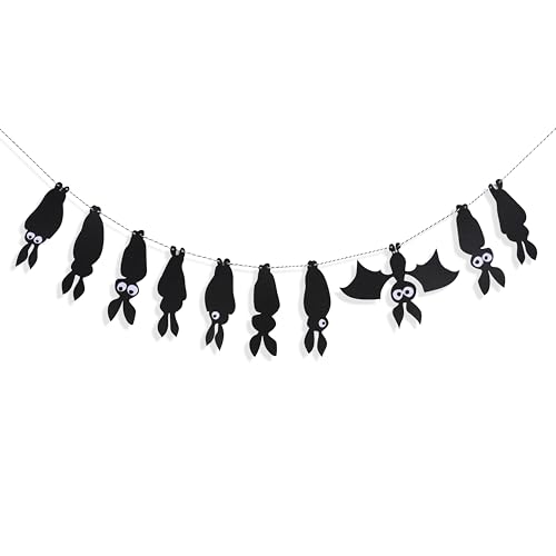 Filz-Fledermaus-Girlande – Halloween-schwarze Fledermaus-Banner, Gothic-Party-Dekoration, hängende Fledermaus-Kamin-Wimpelkette, gruselige Girlande für Kaminsims, Wände Filz-Fledermaus-Girlande – Halloween-schwarze Fledermaus-Banner, Gothic-Party-Dekoration, hängende Fledermaus-Kamin-Wimpelkette, gruselige Girlande für Kaminsims, Wände von LINLULU
