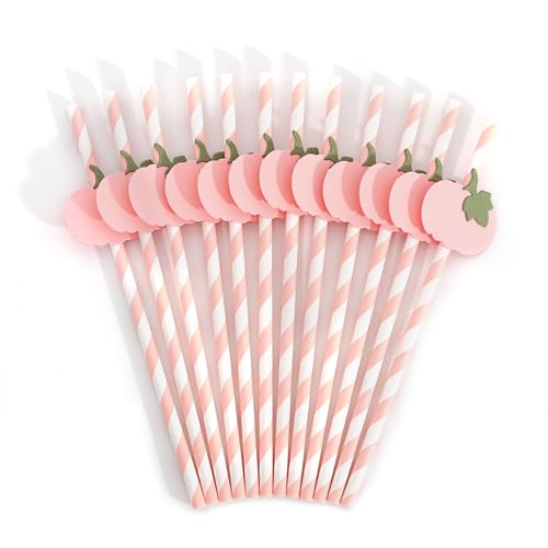 Set mit 12 kleinen Kürbis-Papierstrohhalmen - Herbst-Halloween-Partyzubehör, kleiner Kürbis zum ersten Geburtstag oder Babyparty, Dekoration, Herbst-Thanksgiving-Party-Dekor (rosa Papierstroh) von LINLULU