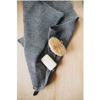Meliert Schwarz Natürliche Handtuch/Großes Bad Waffel-Handtuch von LINOHAZE