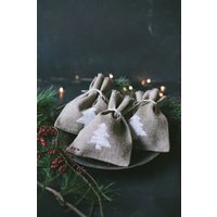 Tasche Aus Leinen/Natur Rustikal Weihnachten Weihnachtsbaum Weihnachtsgeschenk von LINOHAZE