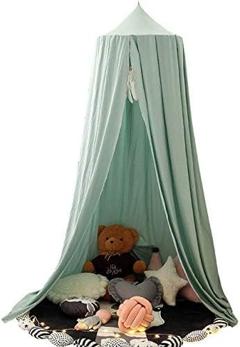 LINONI Baby Baldachin Betthimmel Chiffon Hängende Rund Moskitonetz für Babys Bett, Spielzelte, Kinderzimmer Höhe 240 cm Saumlänge 260cm,grün von LINONI