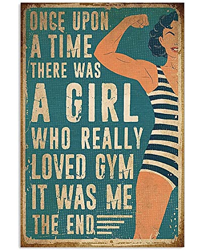 LINQWkk Metall-Blechschild – Fitness A Girl Really Loved Gym Vintage Blechschild Landhausdekoration für Zuhause, Wohnzimmer, Küche, Badezimmer, Dekoration, 20,3 x 30,5 cm von LINQWkk