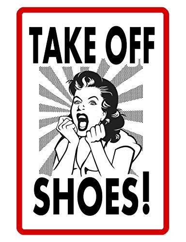 LINQWkk Schild mit Aufschrift "Take Off Shoes", langlebiges Aluminium, kein Rost, vollfarbiges Schild von LINQWkk