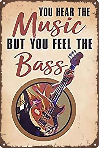 You Hear The Music But You Feel The Bass Poster Bass Guitar Poster Music Lover Bass Player Gift Bass Guitar Player Neuheit Kaffee Metall Blechschilder Retro Plate Desserts Shop Cafe Bars Pubs 5,5 x 8 von LINQWkk
