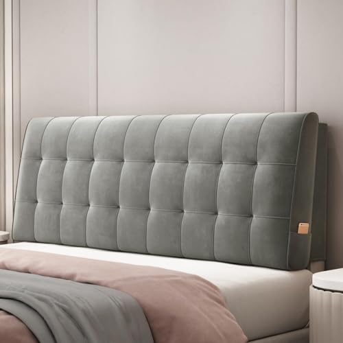 Bett Kopfteil Kissen,Rückenkissen Bett, Lesen Kissen, Kopfteil Gepolstert Bett Rückenlehne, Rückenlehne Bett Für Betten Sofa Rückenpolster Lesekissen, Entfernbar Waschbar(Paste 170 ×60×10cm,Gray1) von LINRIYOU