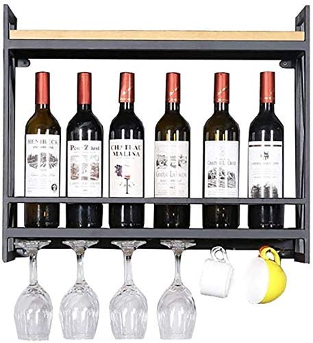 LINRXX Weinhalter Eisen-Wandbehang-Weinregal, doppelte Aufbewahrung von Weingläsern und Weinflaschen, umgedrehte Weinglashalter-Aufbewahrung80 * 20 * 52 cm (60 * 20 * 52 cm) von LINRXX