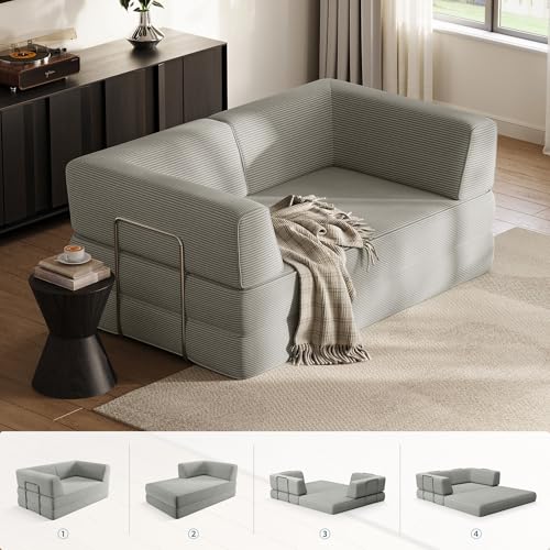 LINSY HOME Schlafsofa - Bodensofa Bed mit Pillow Back Support Armrest - Schlafsofa Klappbar 160 cm Breit- Compressed Sofa in Box - Cord Stoff für Wohnzimmer Schlafzimmer LINSY HOME Schlafsofa - Bodensofa Bed mit Pillow Back Support Armrest - Schlafsofa Klappbar 160 cm Breit- Compressed Sofa in Box - Cord Stoff für Wohnzimmer Schlafzimmer von LINSY HOME