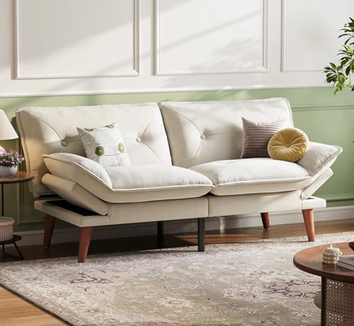 LINSY Futon-Sofa, 177,8 cm, Chenille-Futon-Couch mit verstellbarer Rückenlehne und Armlehne, bequemes 3-in-1 umwandelbares Zweisitzer-Schlafsofa für kleine Räume, Wohnzimmer, Wohnung, Heimbüro, Beige LINSY Futon-Sofa, 177,8 cm, Chenille-Futon-Couch mit verstellbarer Rückenlehne und Armlehne, bequemes 3-in-1 umwandelbares Zweisitzer-Schlafsofa für kleine Räume, Wohnzimmer, Wohnung, Heimbüro, Beige von LINSY