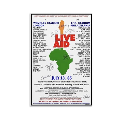 LINTEZHG Live Aid 1985 Affiche Poster Dekorative Malerei Leinwand Wandkunst Wohnzimmer Poster Schlafzimmer Malerei,Wandkunst Bilddruck Moderne Familienzimmer Dekor 24x36inch(60x90cm) von LINTEZHG