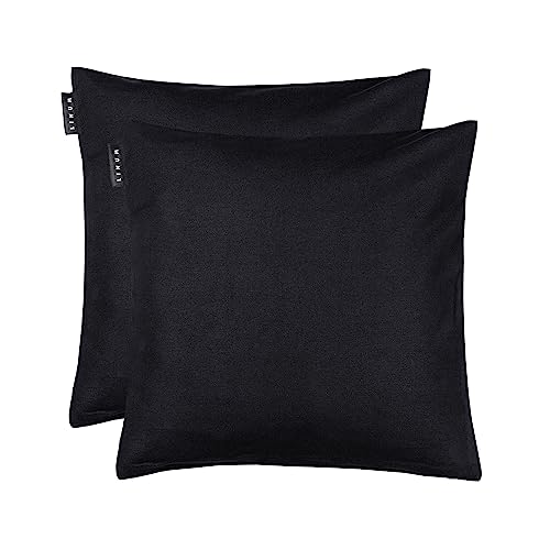 LINUM Annabell Elegant Kissenhülle 40x40 cm 2er-Pack, 100% Baumwolle, Maschinenwaschbar, Schwarz von LINUM