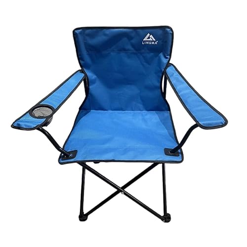 LINUMA® Faltstuhl BLAU Campingstuhl Anglerstuhl mit Getränkehalter & Tragetasche - Anglersessel klappbar - Klappstuhl Gartenstuhl Faltstuhl Relaxsessel Angelsessel faltbar (1, Blau) von LINUMA