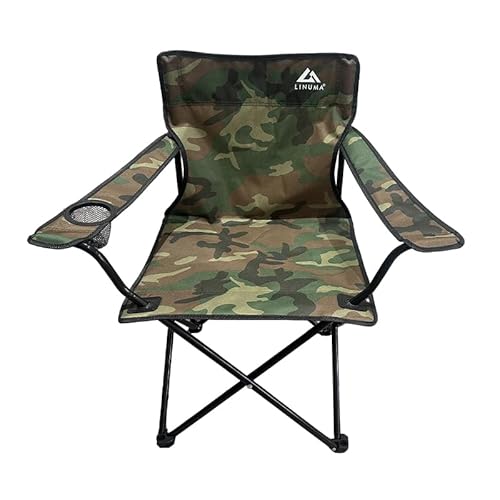 LINUMA® Faltstuhl Camouflage Campingstuhl Anglerstuhl mit Getränkehalter & Tragetasche - Anglersessel klappbar - Klappstuhl Gartenstuhl Faltstuhl Relaxsessel Angelsessel faltbar (1, Camouflage) von LINUMA