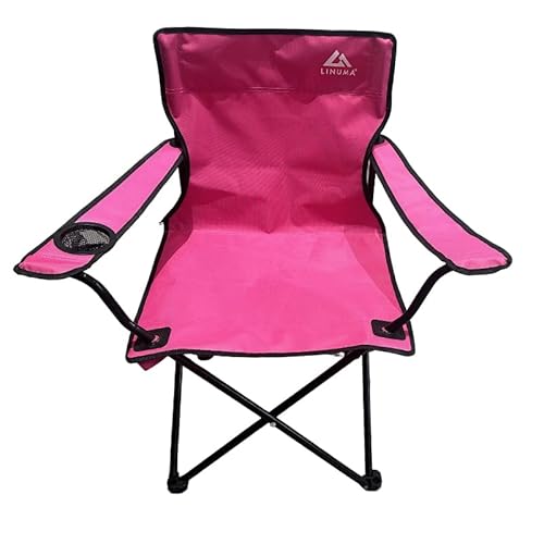 LINUMA® Faltstuhl PINK Campingstuhl Anglerstuhl mit Getränkehalter & Tragetasche - Anglersessel klappbar - Klappstuhl Gartenstuhl Faltstuhl Relaxsessel Angelsessel faltbar (1, Pink) von LINUMA