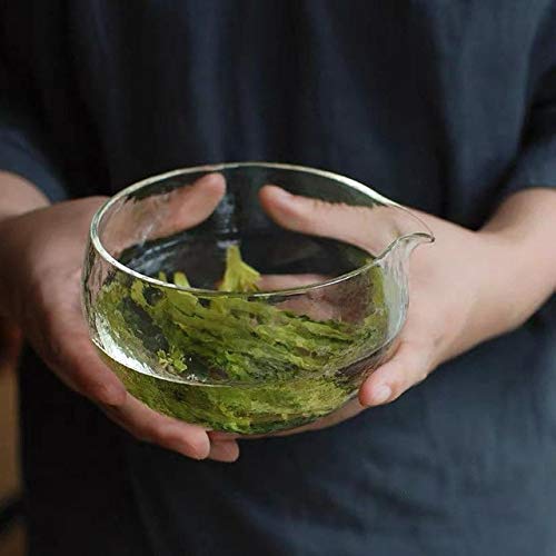 LINWX Matcha Bowl mit Ausguss Chawan Whisking Einzigartiges strukturiertes Glas Japanische Schaufel Zeremonie Achtsames Geschenk von LINWX