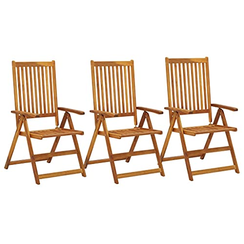 LINWXONGQP Abmessungen: 57 x 71 x 110 cm (B x T x H) Gartensitzmöbel Verstellbare Gartenstühle 3 STK. Massivholz Akazie von LINWXONGQP