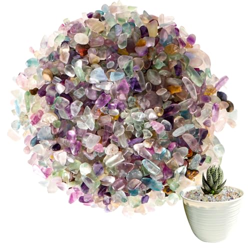 LINXIU Kristalle Fluorit Chips Mini Edelsteine Heilsteine Aquarium Blumentopf Deko Sand Steine Kieselsteine für Sukkulenten Terrarium DIY (500G) von LINXIU