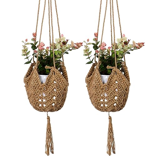 LINXIU Makramee Blumenampel 2er Set Blumenampeln zum Aufhängen Boho Deko Baumwollseil Hängeampel Blumentopf für Innen Wanddekoration von LINXIU