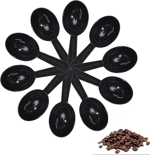 10 Stück Messlöffel Set, 7g Dosierlöffel Kunststoff Messlöffel Plastik Kaffeebohnenlöffel Maßlöffel, Wiederverwendbare Kunststoff für Kaffee Tee Milchpulver(Schwarz) von LINYIJOY
