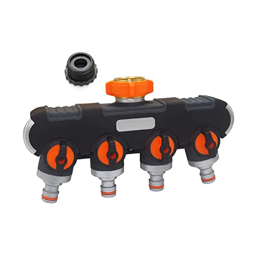 LINZI 4-Wege-Gartenschlauch-Splitter, Wasserhahn-Verteiler für den Außenbereich Wasserhähne Verteiler, für Gartenbewässerungsschläuche von LINZI