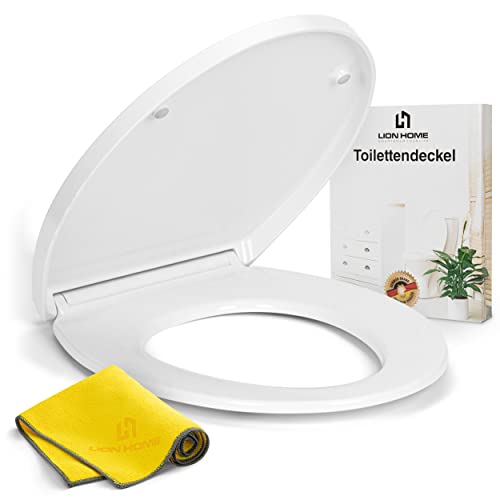 LION HOME Premium Toilettendeckel | mit Absenkautomatik | Inkl. gratis Mikrofasertuch | Leichte Montage | Aus antibakteriellem Urea-Duroplast | Bis zu 150 kg belastbar von LION HOME SMARTEN UP YOUR LIFE