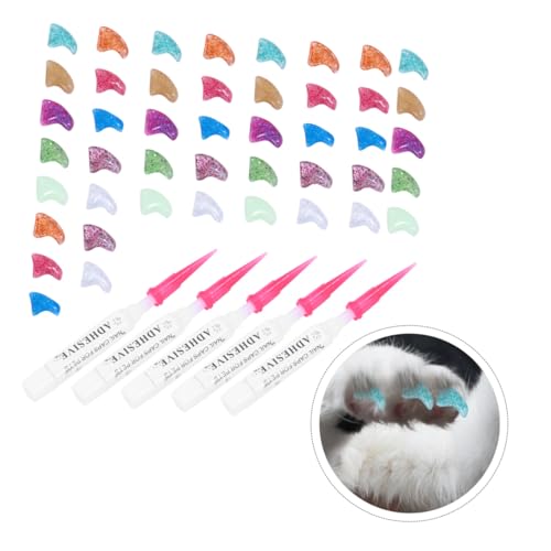 LIOOBO 100 Stück Katzen Krallenschutz Caps aus Robustem Gummi Bunte Nagelabdeckungen mit Starkem Kleber Angenehmer Sitz Schützt Möbel und Kratzverhalten bei Katzen von LIOOBO