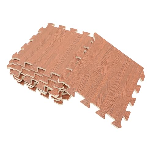 LIOOBO 12 Stück Bodenmatte mit Holzmaserung Bodenbelag Türmatten innen große Fußmatte für den Innenbereich Bodenmatten Nicht Quadrate Fußmatten mit Holzmaserung Puzzle-Bodenfliese Braun von LIOOBO