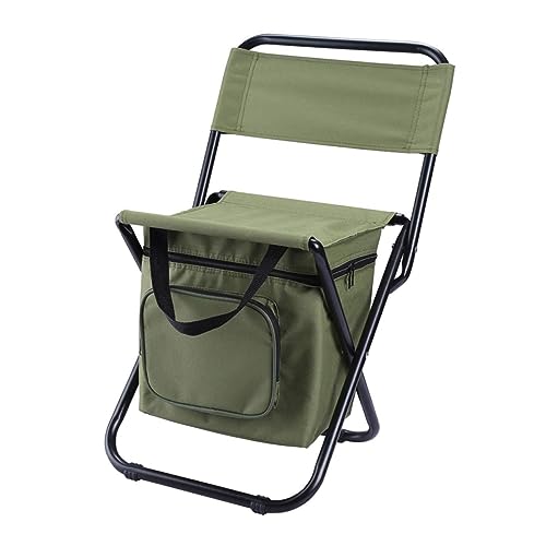 LIOOBO 1stück Faltbarer Angelstuhl Outdoor Campingstuhl Mit Kühltasche Stauraum Und Rückenlehne Robuster Klappstuhl Für Angeln Und Freizeit Militärgrün von LIOOBO