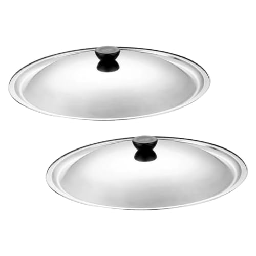 LIOOBO 2 Stücke 27 Cm Edelstahl Topfdeckel - Universeller Pfannendeckel Für Töpfe Und Pfannen - Langlebig Und Leicht Zu Reinigen Mit Robustem Griff Für Praktisches Kochen von LIOOBO