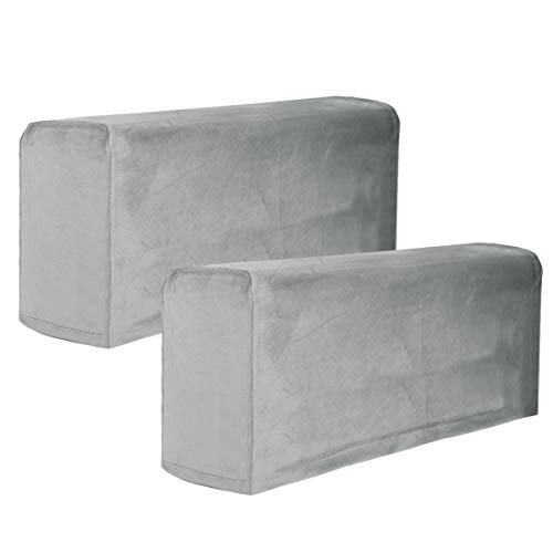 LIOOBO 2 Stück Couch Sofa Armlehnenbezüge Stretch Sofa Schonbezug Möbelschutz Armlehne Schutzhülle Hülle für Liegestuhl Sofa Grau von LIOOBO