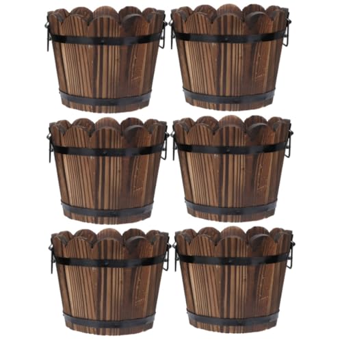 LIOOBO 3 Sätze Blumentopf Aus Massivholz Blumentopf Im Freien Pflanzentöpfe Innen Kleiner Topf Anzuchtkasten Blumenbank Behälter Deko Kleiner Pflanzer Chinesische Tanne 2 Stücke * 3 von LIOOBO