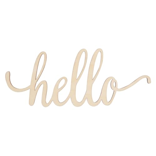 LIOOBO 3D Holzbuchstaben Deko Schriftzug Hello Für Wanddeko - Holzring in Natürlichem Design - 30 5x12 7x0 4 cm Perfekte Dekoration Für Wohnzimmer Und Eingangsbereich von LIOOBO
