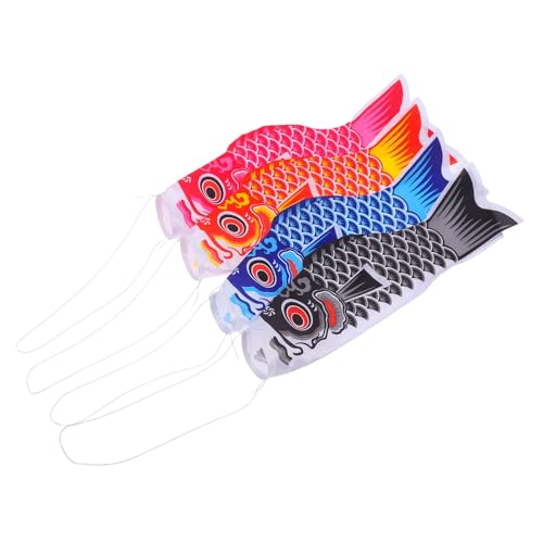 LIOOBO 4 Stück Japanische Karpfen Windsock Bunte Outdoor Garten Dekoration Robustes Material Einfache Befestigung Charmante Atmosphäre für Terrasse von LIOOBO