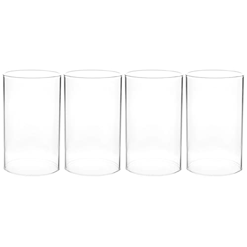 LIOOBO 4 Stücke Windlichtgläser Glaszylinder mundgeblasen Offenes Glas Kerzenhalter Ersatzglas ohne Boden Glasrohr Teelichtgläser für Kerzen Windlicht Zuhause Wohnzimmer Hochzeit Dekoration 10x6cm von LIOOBO