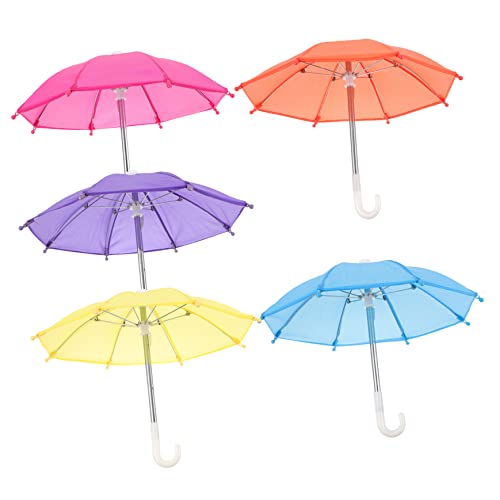 LIOOBO 5 Stück Miniatur Regenschirm für Puppen Teiliges Blau Lila Orange Gelb für Puppendekoration und Miniaturhäuser Robuste und Metallkonstruktion Realistische Details für und von LIOOBO