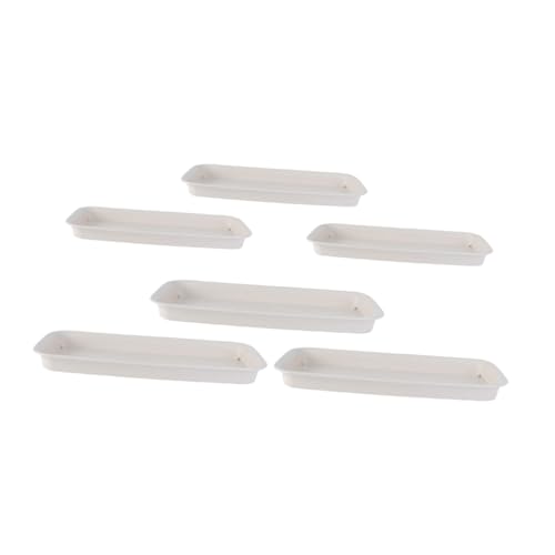 LIOOBO 6 Stück Teiliges Kunststoff blumentopf untersetzer Rechteckige Pflanzenschalen mit Rutschfestem Boden Wasserauffangend Langlebig für Innenbereich Balkon Wohnzimmer Büro Beige von LIOOBO