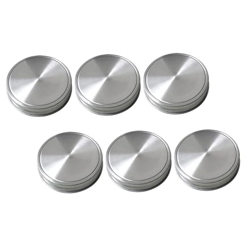 LIOOBO 6er Set Edelstahl Einmachglasdeckel Mit Silikonringen - Auslaufsichere Dichtungsdeckel Für Breite Gläser Und Vorratsbehälter - Ideal Für Die Sichere Aufbewahrung Von Lebensmitteln von LIOOBO