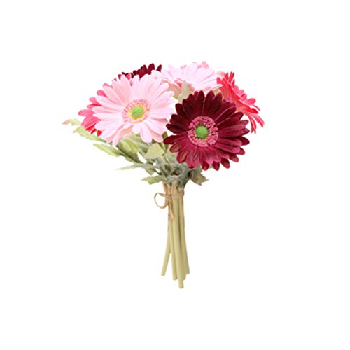 LIOOBO 7 stücke künstliche Gerbera blumenstrauß europäischen Stil afrikanische gänseblümchen Blumen Simulation Blume schmuck Hause Hochzeit Dekoration weinrot rosa von LIOOBO