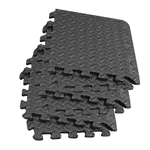 LIOOBO 8stücke Fitnessmatte Mit Blattmaserung Verdicktes Spleiß-bodenpolster Patchwork-Teppich Bodenkissen Aus Eva Für Fitnessstudio Tanzraum Wohnzimmer Schwarz von LIOOBO
