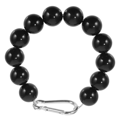 LIOOBO Fahnenmast Befestigungsring aus Edelstahl mit Acryl Perlen Windfestes Fixierseil für Flaggenhalter Verhedderungsfreie Fahnenstange Schwarzer PVC Beaded Rope Halter Langlebig und von LIOOBO