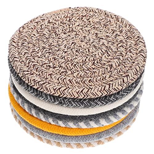 LIOOBO Geflochtene Untersetzer Für Getränke 8 Stück Runde Handgefertigte Schreibtischuntersetzer Gewebtem Stoff Absorbierende Untersetzer Baumwolle Hitzebeständige Hot Pads von LIOOBO