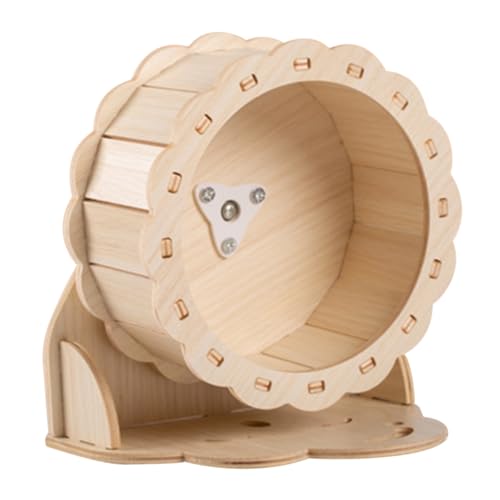 LIOOBO Hamster Laufrad Holz Leises Geräuscharmes Hamsterlaufrad mit Glatten Kanten Geräuschdämmendes Laufrad für Zwerghamster Rennmäuse Igel und Andere Kleintiere mit Wolkenhalterung von LIOOBO